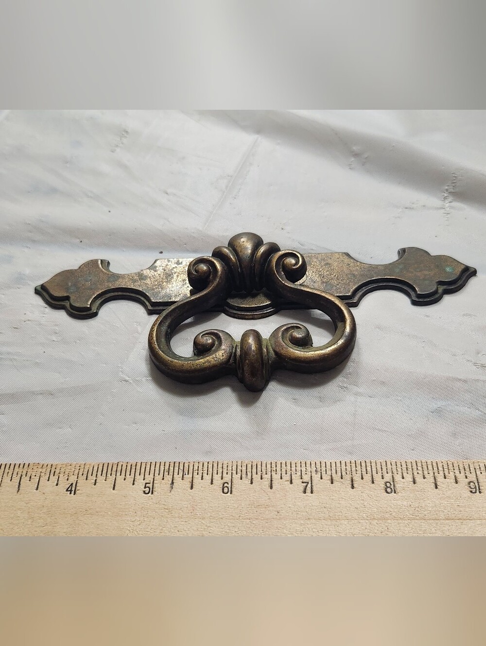 Vintage brass drop-bail drawer pull Chippendale inspired handle 2 pcs.